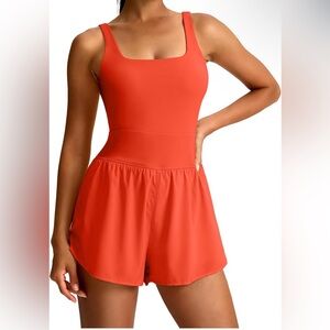 Womens Amazon orange workout romper size s